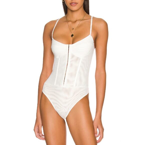 Free People Women's Ivory Night Rhythm Corset Bodysuit Size M - Picture 1 of 9